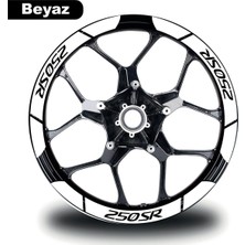 Beyaz Cf Moto 250 Sr Geniş Jant Sticker Etiket Modeli