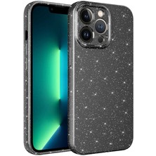 Apple iPhone 12 Pro Max Kılıf Kamera Korumalı Simli Lüks Tkdr Koton Kapak-Gri