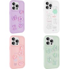 Apple iPhone 14 Pro Kılıf Kabartma Figürlü Parlak Tkdr Toys Silikon Kapak-Mor