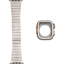 Watch 44MM Uyumlu Zore KRD-126 Sert Kasa Koruyuculu Metal Kordon-Starlight