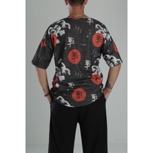 Çin Ağacı Desenli Oversize T-Shirt