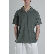 Cocopelli Erkek Haki Yazlık Havlu Kumaş T-Shirt COC1838