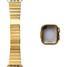 Watch 44MM Uyumlu Zore KRD-126 Sert Kasa Koruyuculu Metal Kordon-Gold