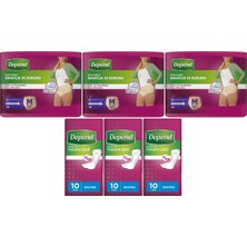 Depend Emici Külot Lohusa Pedi M- Medium - Kadın (10 Lu) + Mesane Pedi Kadın Ekstra (10 Lu) 6 Lı Set