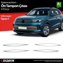 paspasgarajı Paspasgaraji Vw Tiguan 3 Krom Ön Tampon Çıtası 6 Prç. 2024 Üzeri A+ Kalite