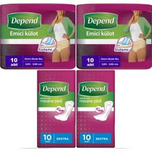 Depend Emici Külot Lohusa Pedi  Xl - Kadın (10 Adet)+Mesane Pedi Kadın Ekstra (10 Lu) 4 Lü Set