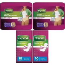 Depend Emici Külot Lohusa Pedi Large - Büyük Kadın 10'lu – Mesane Pedi Kadın Ekstra 10'lu 4’lü Set