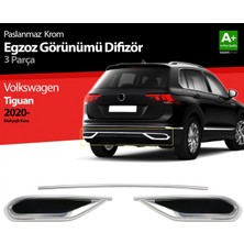 paspasgarajı Paspasgaraji Vw Tiguan Krom Egzoz Görünümü Difüzör 3 Parça 2020-2024 A+Kalite