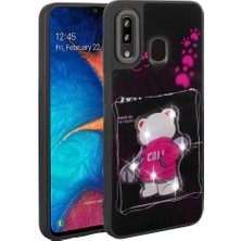 Galaxy A20 Kılıf Parlayan Kabartmalı Ikonik Figürlü Tkdr Amas Silikon Kapak-Siyah