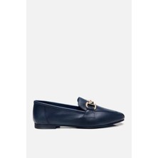 Kadın Deri Lacivert Tokalı Loafer
