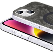 Apple iPhone 14 Kılıf Magsafe Şarj Özellikli Fırça Boya Desenli Tkdr Palet Kapak-Gri
