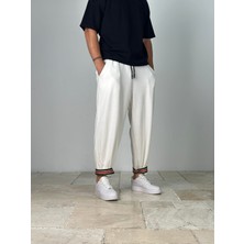 Double Paça Detaylı Ekru Pantolon