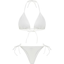 Gri Lureks Büzgülü Üçgen Bikini Takım