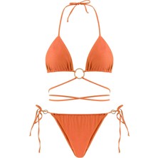 Bağlamalı Mercan Üçgen Bikini Takım