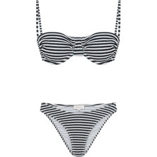 Dokulu Çizgili Balenli Bikini Takım