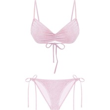 Lureks Pudra Büzgülü Straplez Bikini Takım
