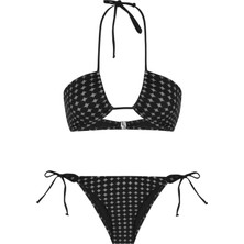 Halter Yaka Desenli Bikini Takım