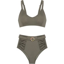 V  Kesim Açık Haki Bikini Takım