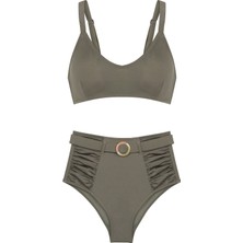 V  Kesim Açık Haki Bikini Takım