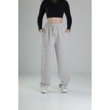 Bol Kalıp Gri Keten Pantolon