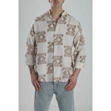 Cocopelli Kahve Desenli Vintage Püsküllü Gömlek