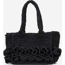 Dericlub Kadın Hasır El Yapımı Şık Omuz Çantası  Zy 25007 Siyah