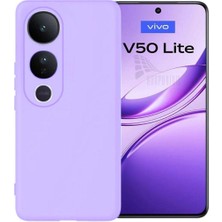 Vivo V50 Lite Uyumlu Silikon Kılıf - Kamera Korumalı Esnek Pastel Renk Kapak - Lila