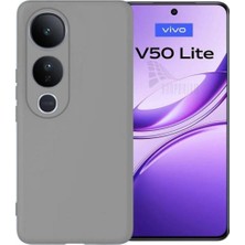 HANPORIUM Vivo V50 Lite Uyumlu Silikon Kılıf - Kamera Korumalı Esnek Pastel Renk Kapak - Gri