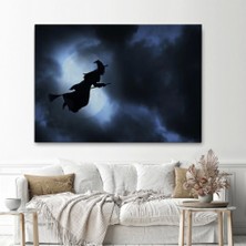 Marsilyan- Süpürgede Uçan Cadı, Cadılar Bayramı Dekoratif Duvar TABLOSU-5202