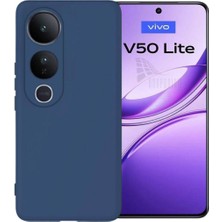 Vivo V50 Lite Uyumlu Silikon Kılıf - Kamera Korumalı Esnek Pastel Renk Kapak - Lacivert