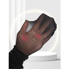 Bitter 20 Den Siyah Yanı Çiçek Silüetli Pullu/taşlı Külotlu Çorap