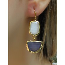 Ikili Model Kedigözü Cam Sallantılı Kadın Küpe EUKU26L