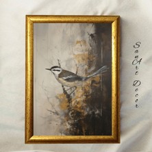 Çerçeveli Vintage Tablo, Yağlı Boya Tablosu, Çerçeveli Tablo, Sanatsal Dekor, Kuş Tablosu