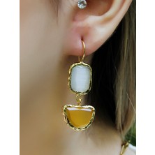 Ikili Model Kedigözü Cam Sallantılı Kadın Küpe EUKU26S