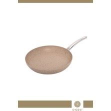Granit Yanmaz Yapışmaz Tava Krem 28 cm E0040