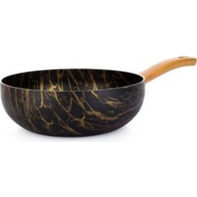 Mermer Desen Wok Tava - 26 cm Siyah FMA02656
