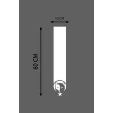 Oto Kaput Şerit Özel Yeni Sticker Kurt ve Ay Yıldız Tasarımlı Beyaz 12*60 cm