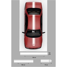 Fiat 3 Için Özel Yeni Uyumlu Aksesuar Kaput-Tavan-Bagaj Çift Şerit Oto Özel Yeni Sticker Beyaz 20*120 CM-20*100 Cm-75*20 cm