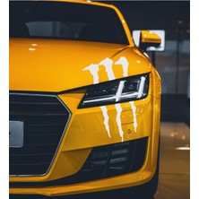 Monster Pençe Far Veya Cam Altı Büyük Oto Özel Yeni Sticker Beyaz 33*20 cm
