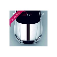 Oto Kaput Şerit Özel Yeni Sticker Siyah Çift Çizgili