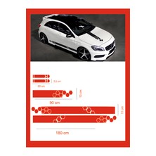 Oto Kaput-Marşpiyel-Yan Ayna Özel Yeni Sticker 5 Li Set 180*10*1,5-90*13 cm
