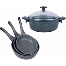 Aleminyum Döküm 3 Lü Tava 32 cm Basık Tencere