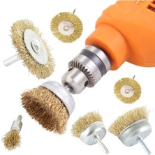 6 Parça Pimli Matkap Tel Fırça Seti (38MM+50MM+75MM+100MM) Dairesel +25MM KALEM+75MM Çanak