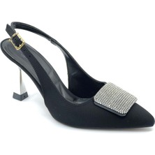 Feles Taş Toka Detaylı Arkası Açık Stiletto Kadın Topuklu Ayakkabı