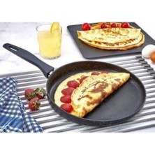 26 cm Teflon Krep Tavası Yanmaz Yapışmaz Taban Siyah Renk