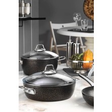 Ruby 7 Parça Granit Tencere Seti Siyah