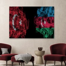 Marsilyan- Türkiye Azerbaycan Bayrak Desenli Dekoratif Kanvas TABLO-6518