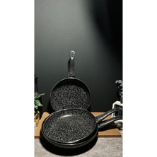 3`lü Granit Tek Kulplu Yanmaz Yapışmaz Tava 28-30-32CM