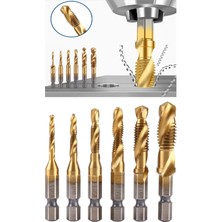 Klavuz Seti 1/4 Bıts Kendinden Matkap Uçlu M3 M4 M5 M6 M8 M10 Titanyum Ahşap Metal  Matkap Uçlu