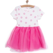Hellobaby Kız Bebek Basic Elbise Bisiklet Yaka Kısa Kol Pembe